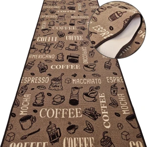 Chodnik do kuchni COFFEE 04 beżowy – antypoślizgowy, podgumowany, na metry